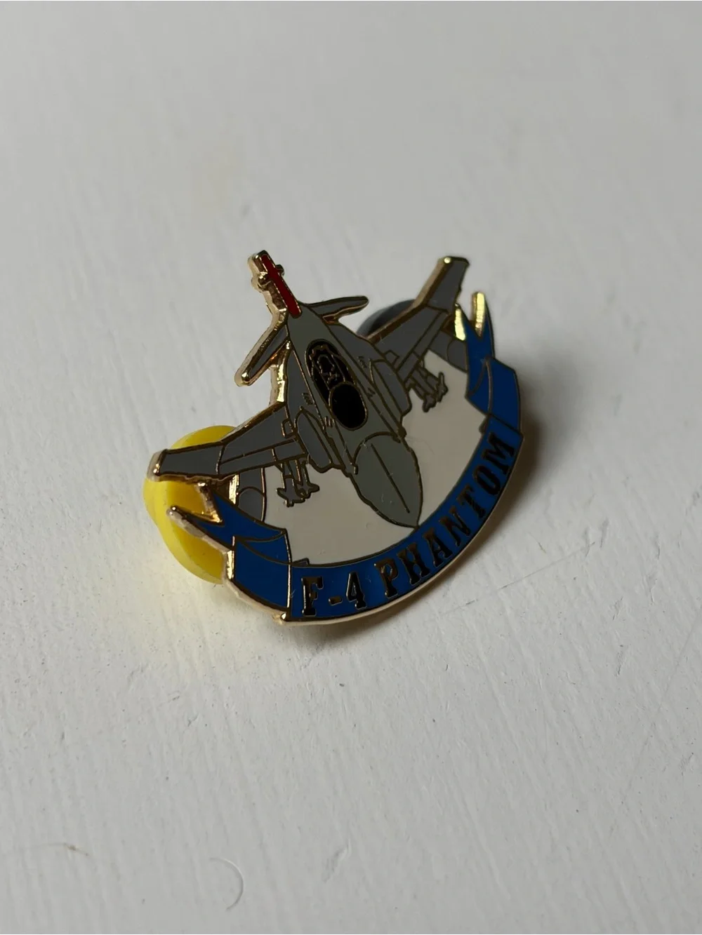 USAF F-4 Phantom Aircraft Air Force Double Pinback Gold Hat Lapel Pin